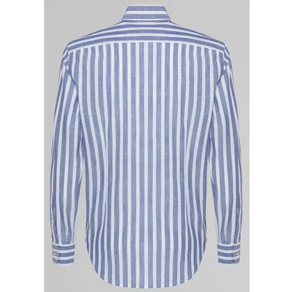 Pale Blue Wide Stripe Tuxedo Shirt