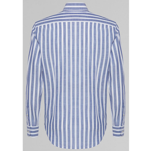 Pale Blue Wide Stripe Tuxedo Shirt