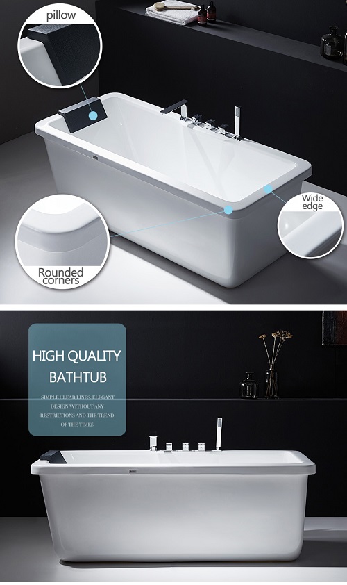 Modern White Acrylic Freestanding Soaking Bathtub, High Quality Modern
