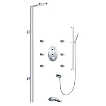 wall thermostatic shower mixer with slide rail set and body jets