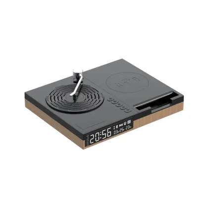 Retro Classic Phonograph Player: Multi-Function Bluetooth Speaker with Digital Display, Wireless Charging
