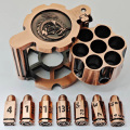 Revolver Metal Dice Set, 7 Piece Polyhedral Bullet Dice with Spinning Revolver Cylinder Case, Cyberpunk Style Tabletop RPG Dice