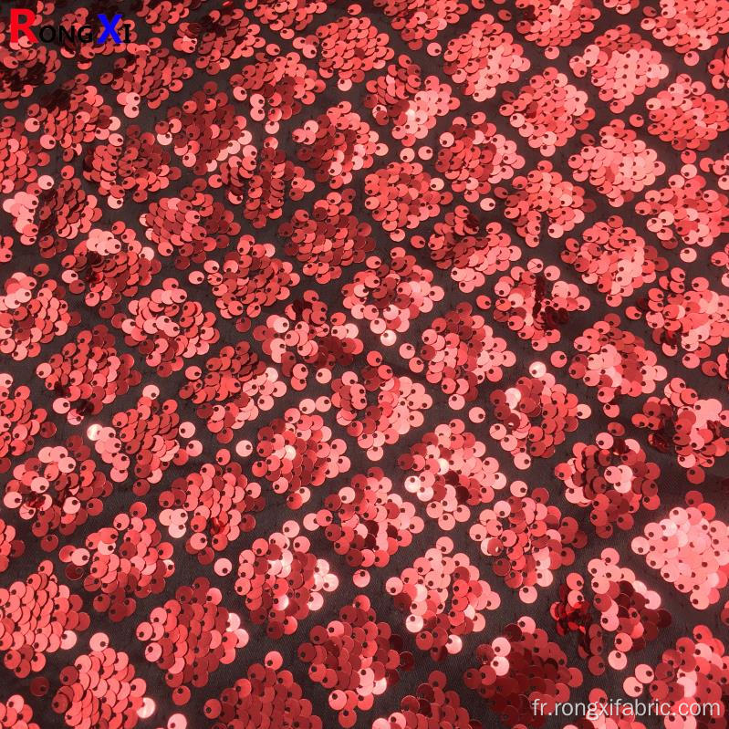 Impression sublime de tissu de paillettes rouges multifonctionnel de 5 mm