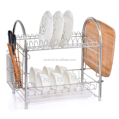 Cutlery Drainer metal wire iron 3 tier kitchen dish rack with tray Supplier