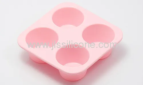 Pink Round Silicone Bakeware Baking Mold With 4 Cavities 