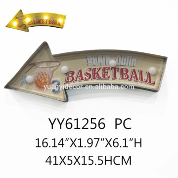 Basketball custom printing embossed LED tin sign for wall decor, custom metal wall plaque