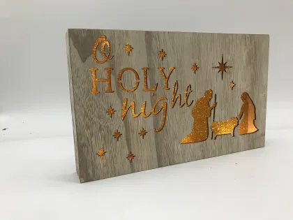 Battery Operated Holy Family Wooden Frame Christmas Lights