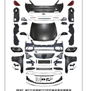 Maybach Style Body Kit for Mercedes-Benz S Class W221 2014-2020 to W222 Maybach Headlamps Taillights Hood