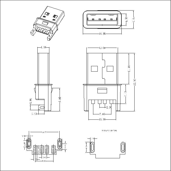 UAMM03 USB A Type Plug SMT