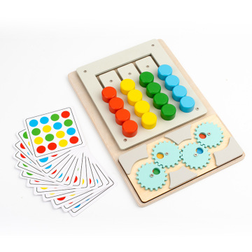 Montessori Educational Toy: Wooden Macaron Sliding Puzzle for Creative Logical Thinking and Color Matching Skills