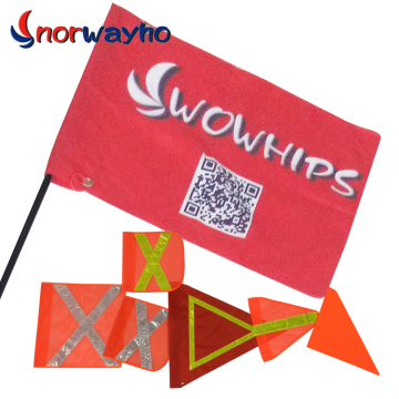 Reflective Strip Mine Safety Flags - Orange Green in Sizes 40x40cm and 30x30cm