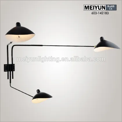 Serge Mouille three Arm Wall lamp with CE certificate
