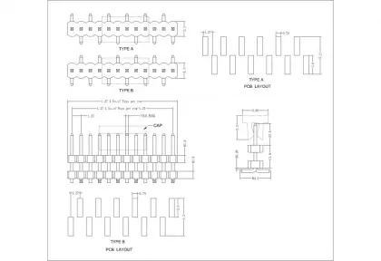 1.27mm Pin Header Vertical SMT Conn Single Row Double Plastic