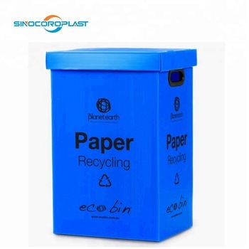 PP Corrugated Trash Box with Cover, 3 Compartments, Recycling Bin - Blank, No Printing