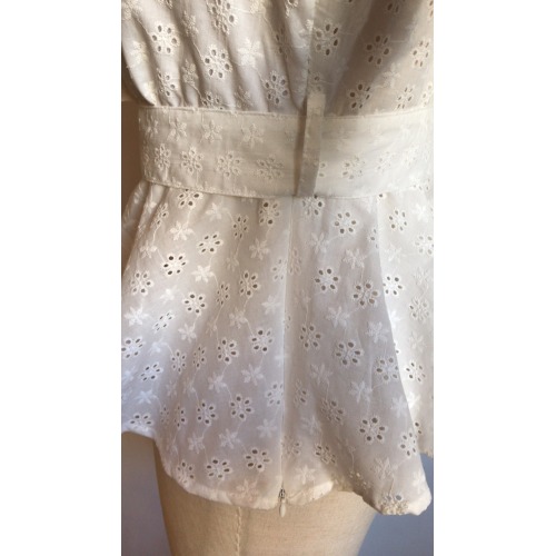 Office Ladies Sweet with Ruffle Cotton Embroidery Blouse