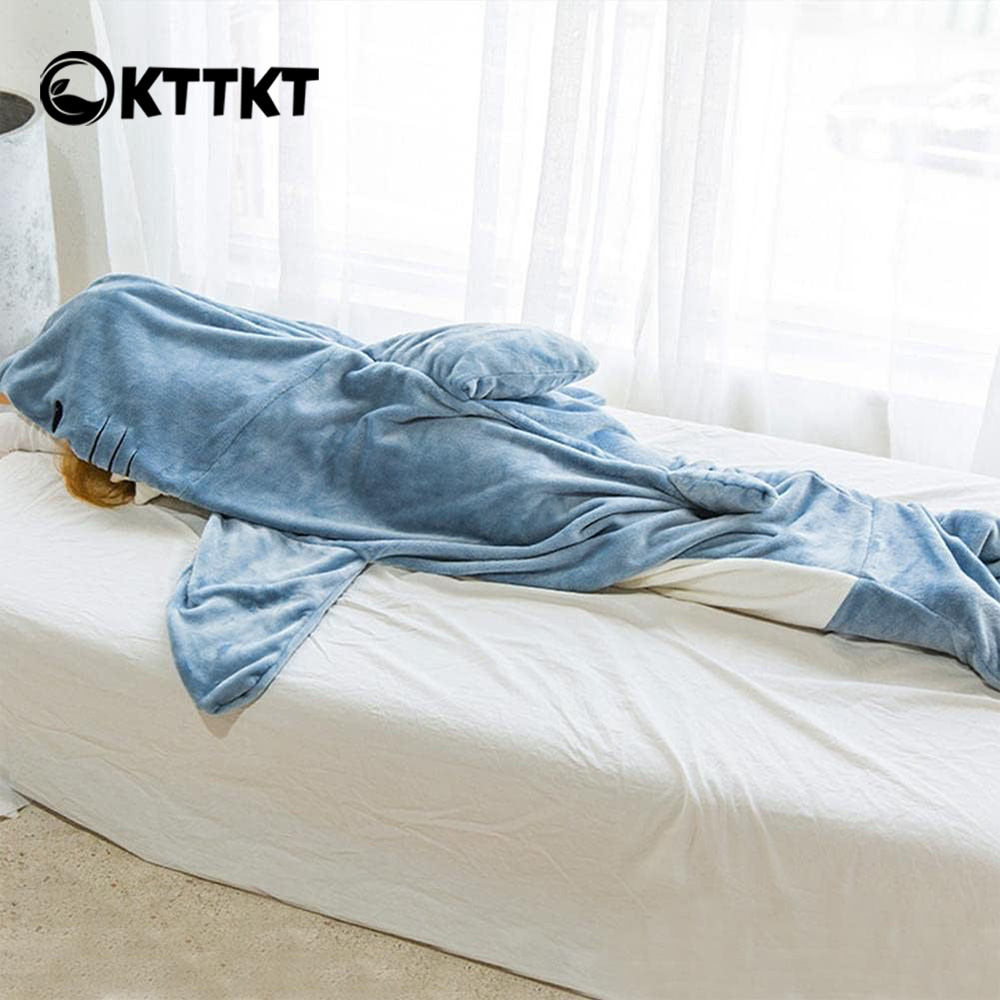 Shark Blanket Adult Hoodie Sleeping Bag Flannel Loungewear Loose Fitting One Piece Pajamas6 Jpg