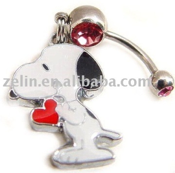 SNOOPY I LOVE YOU RED HEART BELLY NAVEL button RING,navel jewelry,body jewelry