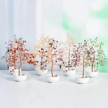 Hot Wholesale Natural Rose Quartz Crystals Healing Stones Money Tree Luck Crystal Tree