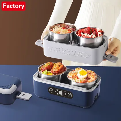 Portable Electric Heating Thermos Cooking Lunch Box - 2.4L 304 Stainless Steel