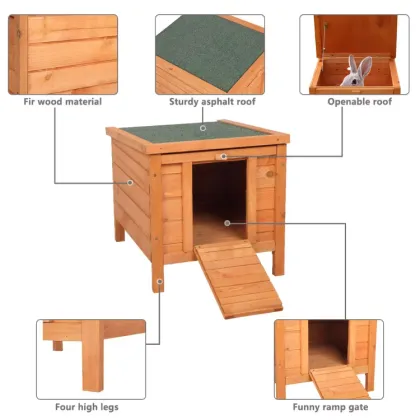 Wooden Rabbit Hutch: Small Animal Bungalow for Cats and Rabbits