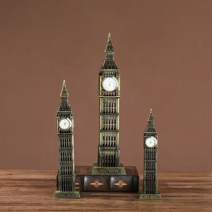 Big Ben Clock Tower Metal Figurine - Famous London Landmark Building Model Decor