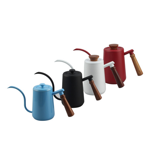 Red Hand Drip Kettle With Wooden Handle