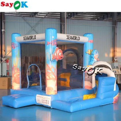 Colorful Inflatable Bouncy Castle Seaworld Combo Bouncer Slide