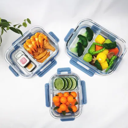 High Borosilicate Glass Food Grade Meal Prep Storage Container - Bento Lunch Box