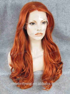 Unique Golden Yellow Blonde color long wave Lace Synthetic Wigs