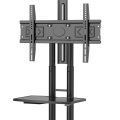 Carrinho de TV móvel para 32-75 polegadas, altura ajustável Rolling TV Stand com rodas de travamento e prateleira de metal, piso portátil ao ar livre