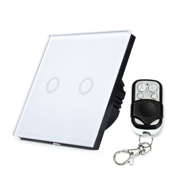 Crystal Glass Panel Touch Switch, EU Standard, 2 Gang 1 Way Remote Control Light Switch
