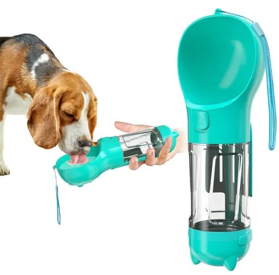New 4-in-1 Portable Plastic Dog Travel Water Bottle for Outdoor Pet Walking and Puppy Care