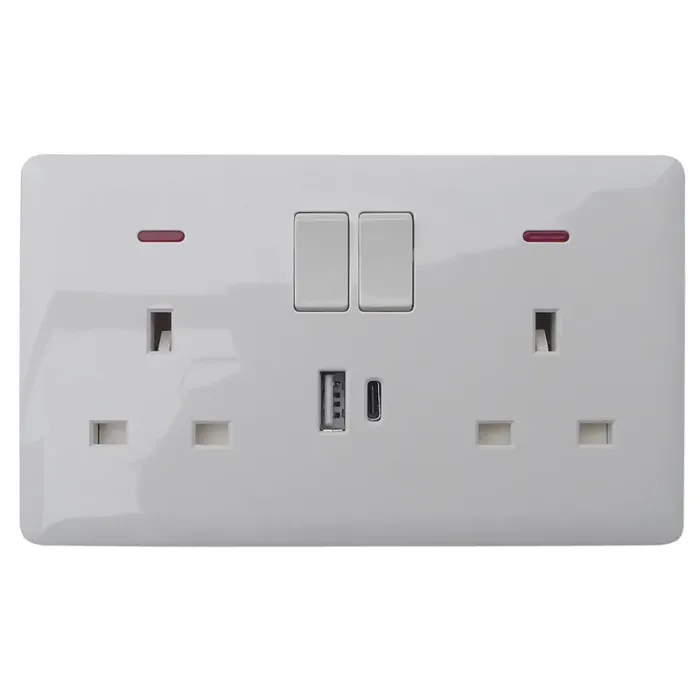 Soket Sakelar 2-Gang DP 2-Gang yang Diindikasikan Neon 13A