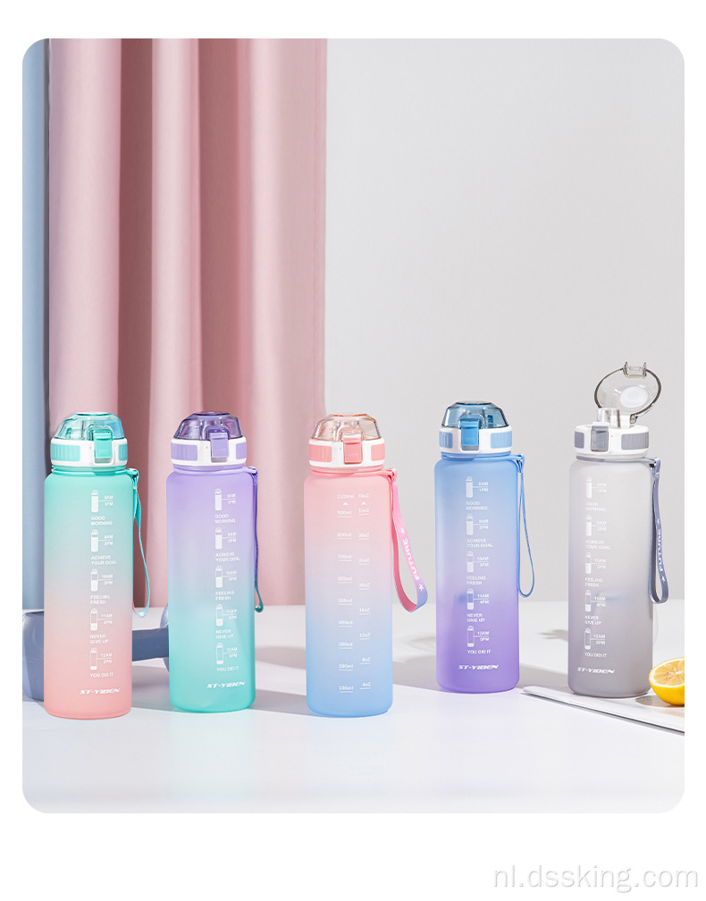 BPA gratis waterfles lekbestendig plastic fles met timer markers