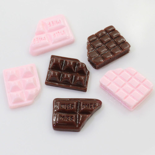 Śliczne różowe figurki z żywicy czekoladowej 3D miniatury Flatback Cabochon ozdoby Scrapbooking Diy Slime Charm akcesoria