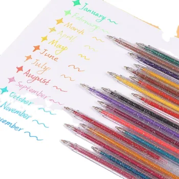 Custom Logo Glitter Gel Pens - Shiny Assorted Colors 0.5mm Fancy Stationery