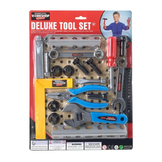 Pretend Play Tools Set - 19 Pcs DIY Tool Box Plastic Tool Set Toy