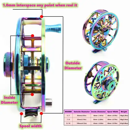 ORJD Multi Color Fly Fishing Reels Aluminum CNC Machined Large Arbor