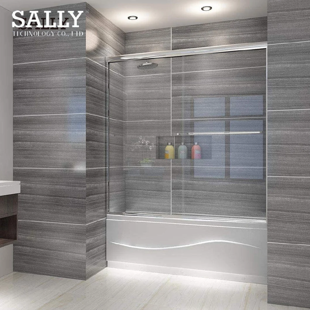 Sally Temperred Safety Verre Double Typass Gliding Shower Shower encadré pour la salle de bain Chauche Boîtier