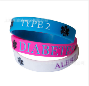 2016 new product medical diabetes alert rubber bracelets