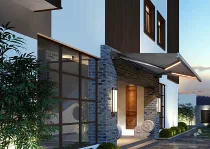 Electric Retractable Outdoor Awnings: Full Cassette Aluminum Window Awnings