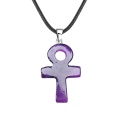 Amethyst Handmade Craved Ankh Pendant (20x30mm) Necklace 45cm Black Cord