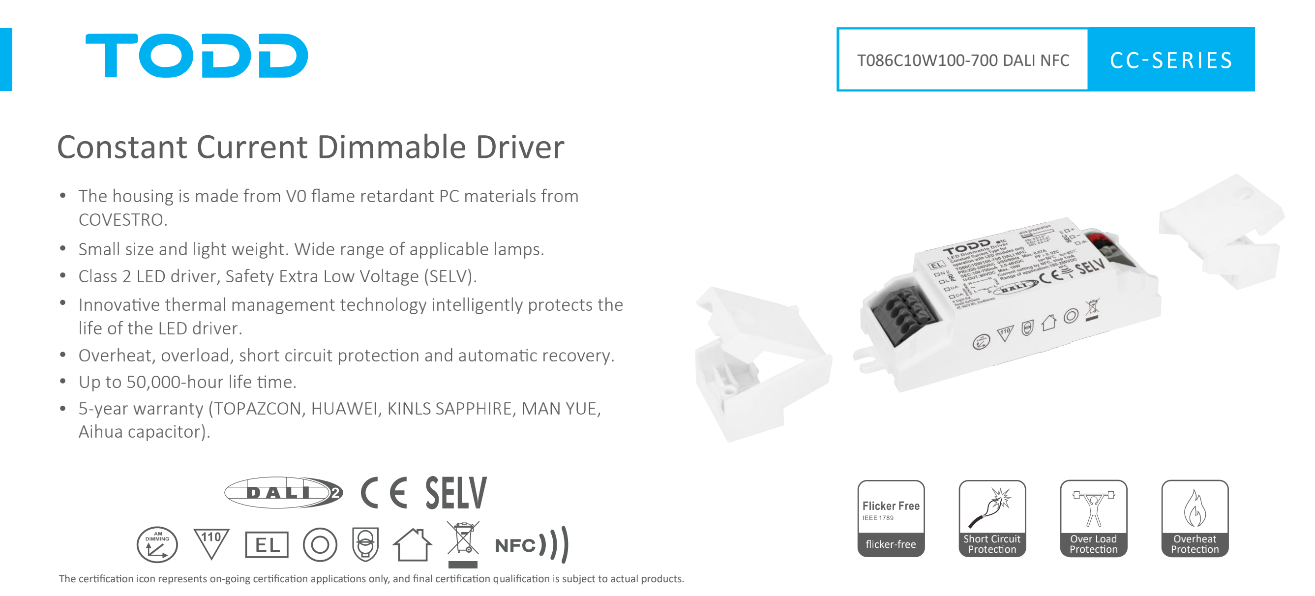led driver T086C10W100-700 DALI NFC