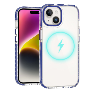 ความหรูหรา 3 ใน 1 เคสโทรศัพท์แม่เหล็กโปร่งใสสำหรับ iPhone 15 - การชาร์จแบบไร้สายอะคริลิค 2.0