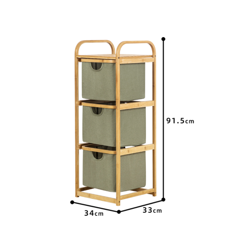 رف تخزين بـ 3 أدراج من الخيزران
