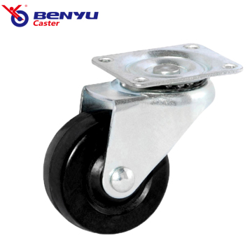 Thread Stem Black Rubber Caster with Lock