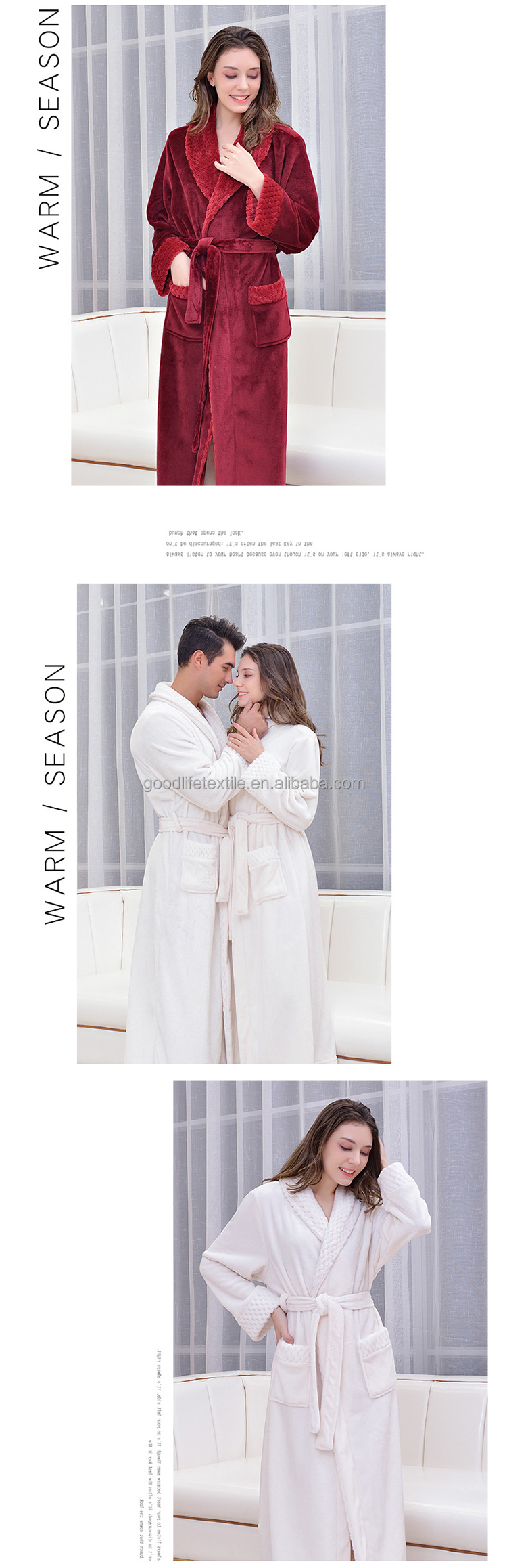 Custom Solid Casual Home Clothes Women Bathrobe