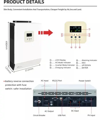 High-Quality Factory-Price Solar Inverters: Sungrow Models for 48V Systems, Offering Capacities from 3kVA to 10kW with MPPT Technology