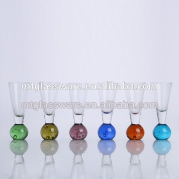 Unique bonfire shot glass with colored round bottom