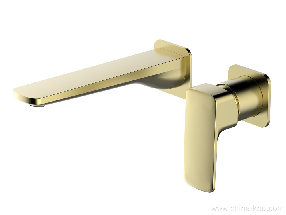 Wall-Mount Matt Black Concealed Bathroom Brass Basin Faucet